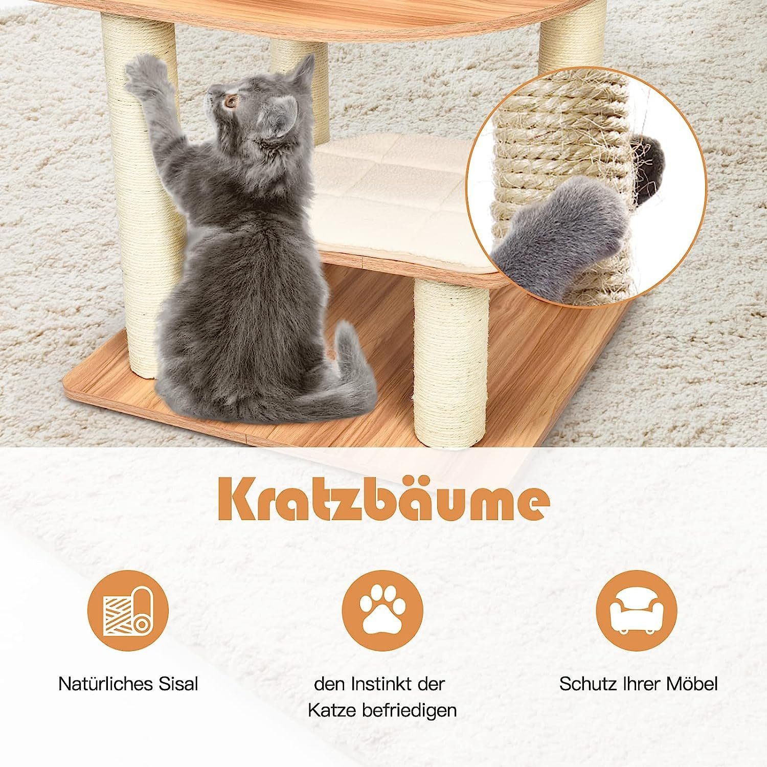 KOMFOTTEU Kratzbaum Katzenbaum 175cm hoch, mit 6 Plattform