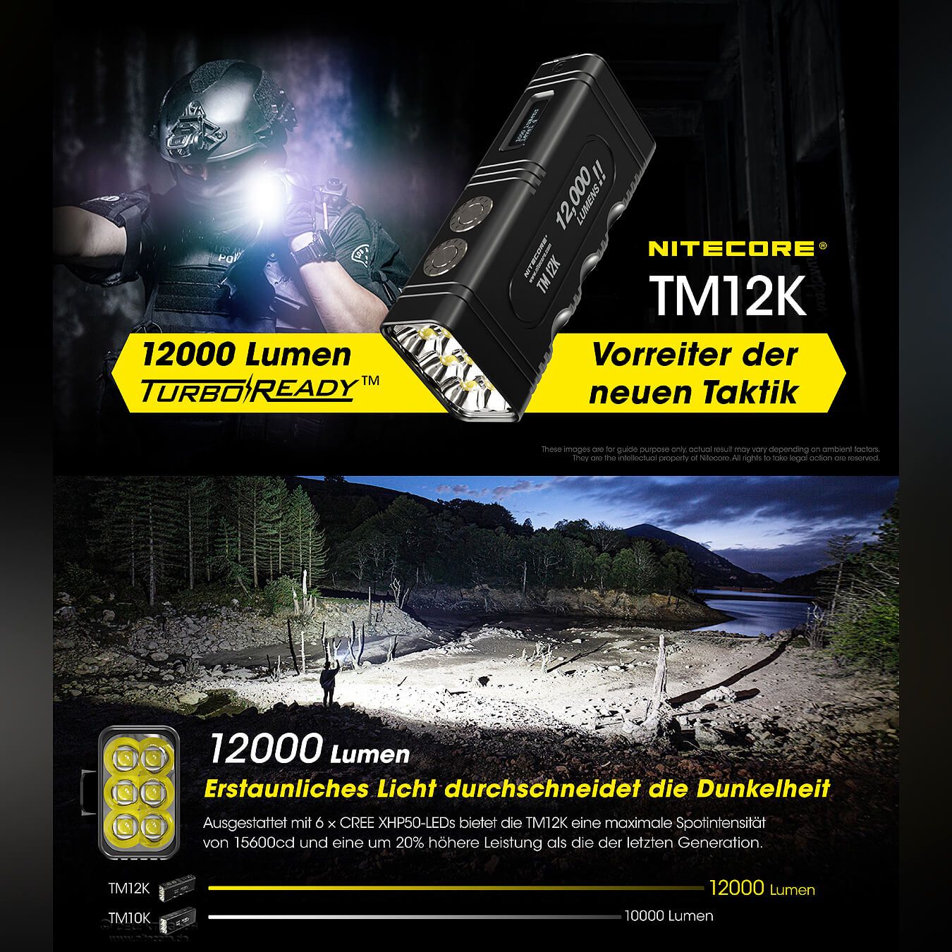 Tactical LED Taschenlampe TM12K