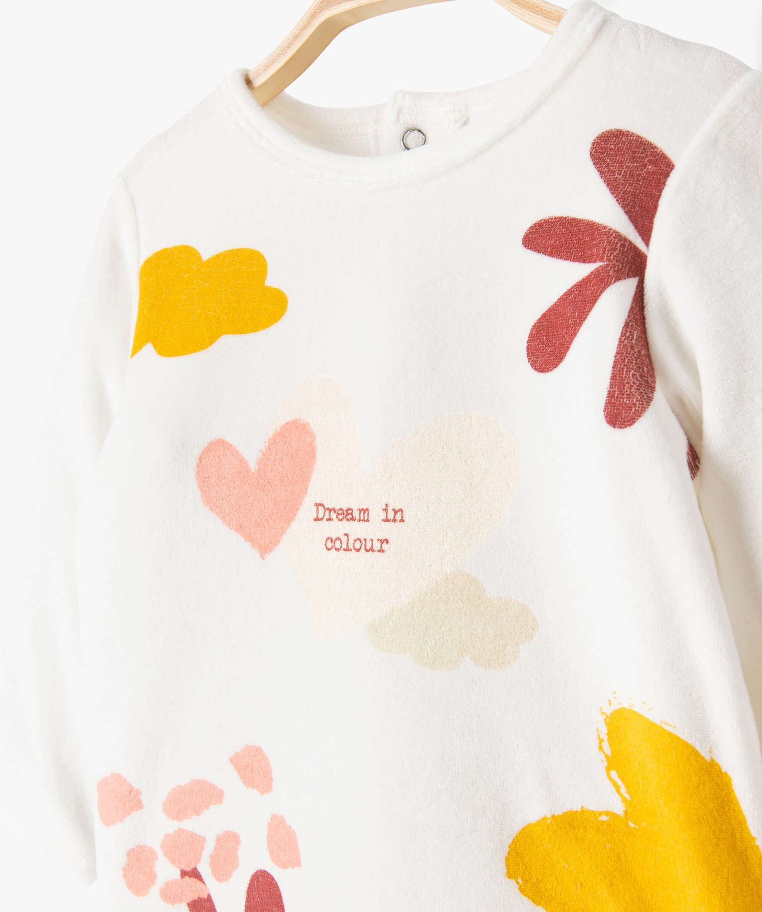 Pyjama 2 pièces en velours dépareillé bébé ecru | GEMO