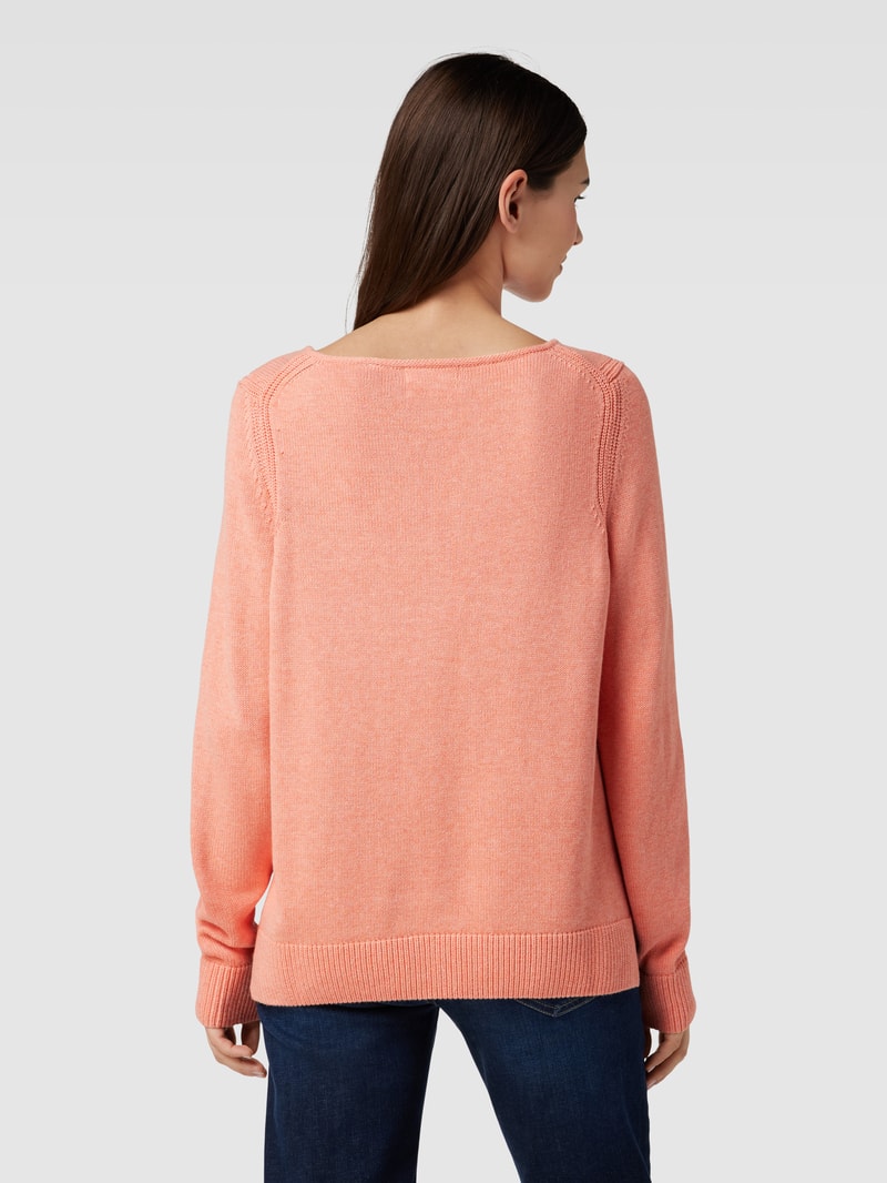 Strickpullover mit U-Boot-Ausschnitt in apricot meliert