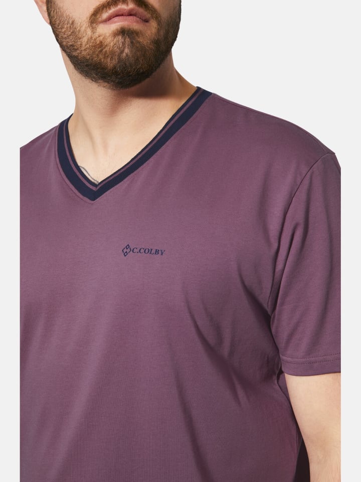 Charles Colby Doppelpack T-Shirt EARL EDELEY in lila dunkelblau günstig kaufen