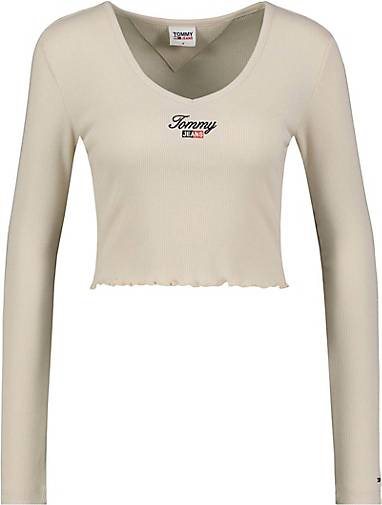 TOMMY-JEANS Damen Top BABY CROP RWB SCRIPT Langarm