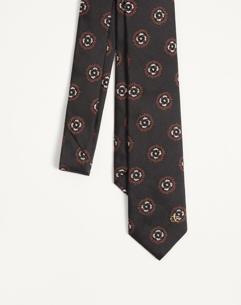 Valentie Jacquard Silkeslips med Geometrisk Mønster