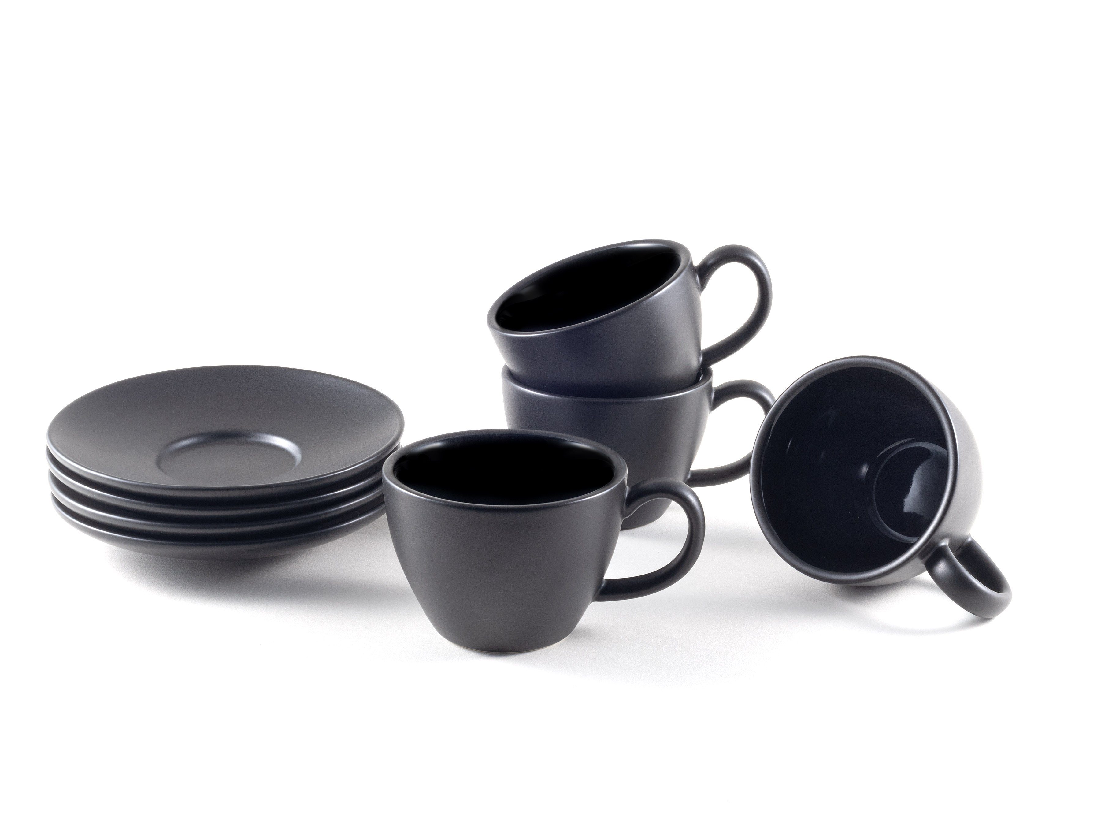 Hanseküche Cappuccinotasse Cappuccino Tassen 4er Set (180 ml) aus Steingut, Keramik, lange Wärmesspeicherung durch dickwandiges Steingut