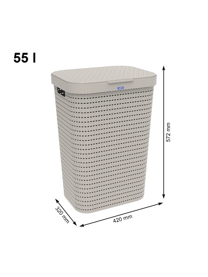 Rotho Country 3er-Set Wäschesammler 55l mit Deckel in Cappuccino günstig kaufen onesize
