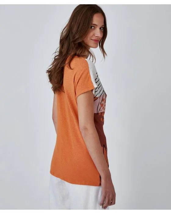 Tee-shirt imprimé mélange lin