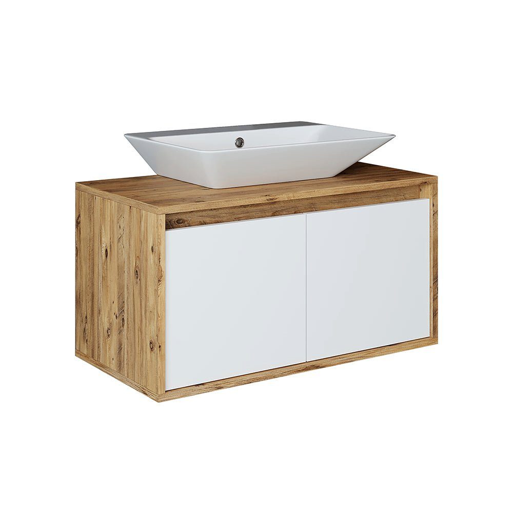 Roomart Badmöbel-Set, (Badezimmermöbel ATLANTIC 85cm in 4 Farben Badezimmer Unterschrank)