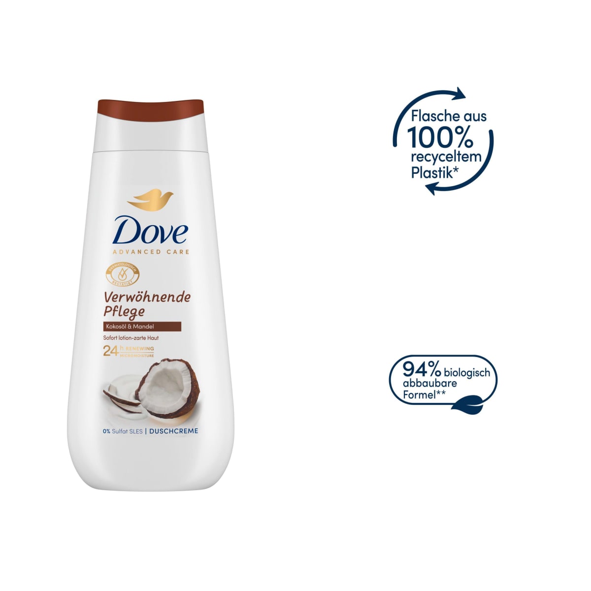 Duschcreme Advanced Care Verwöhnende Pflege, Kokosöl & Mandel, 225 ml
