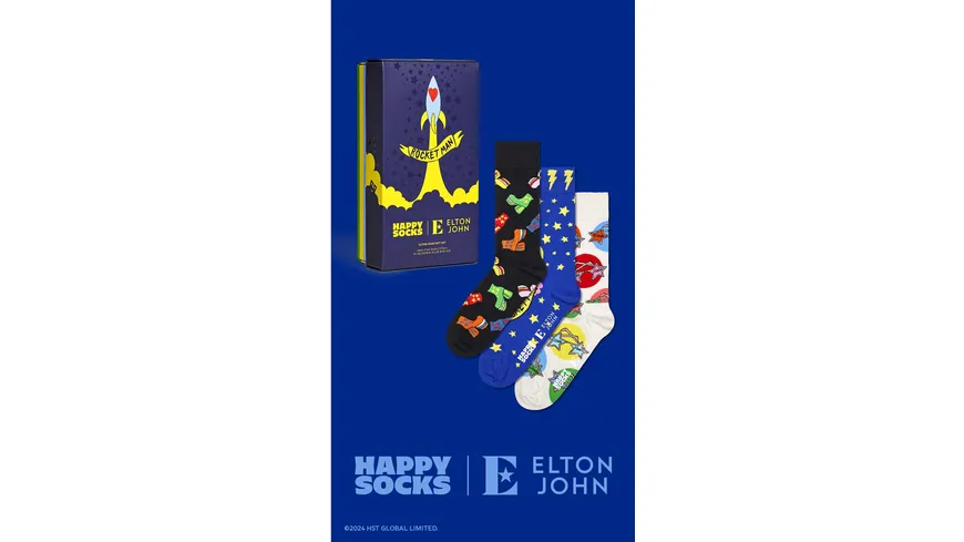 Happy Socks Unisex Socken Elton John in Geschenkpackung 3er Pack Black