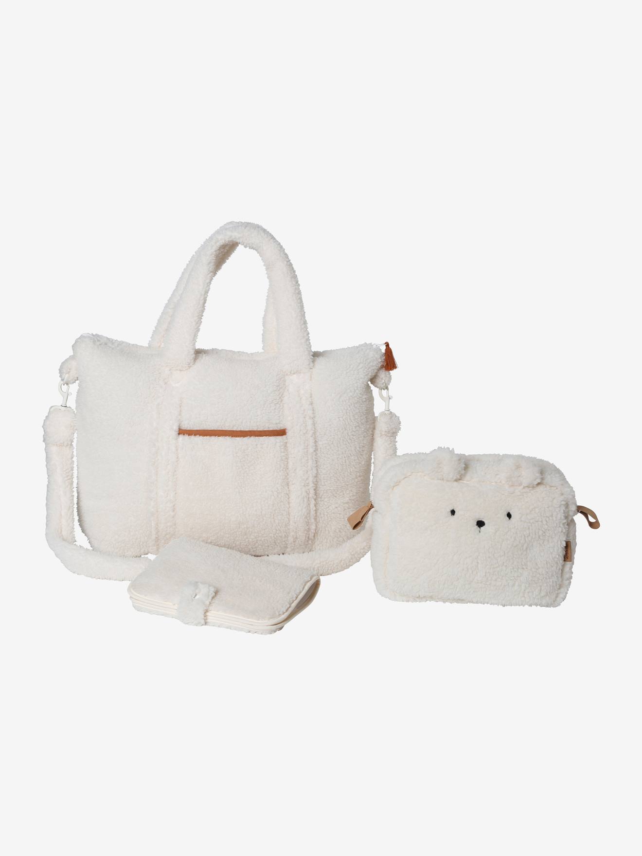 Sac à langer en sherpa Plume beige