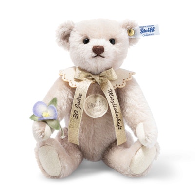 Treue-Teddybär 30 Jahre Club-Mitgliedschaft RMS, 24 cm, hellgrau