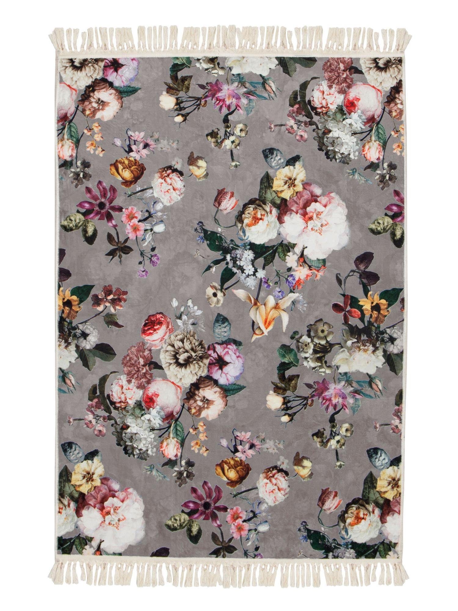 Teppich Fleur, Essenza, rechteckig, Höhe: 6 mm, sehr weicher Flor, mit Blumenprint