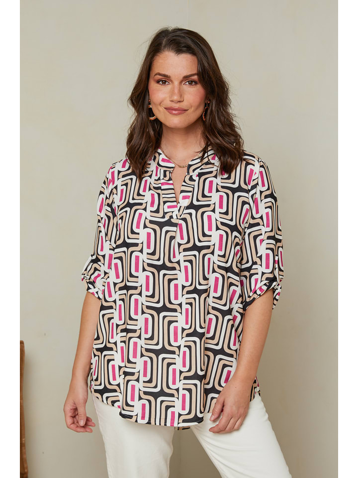 Curvy Lady Bluse in Schwarz/ Weiß günstig kaufen