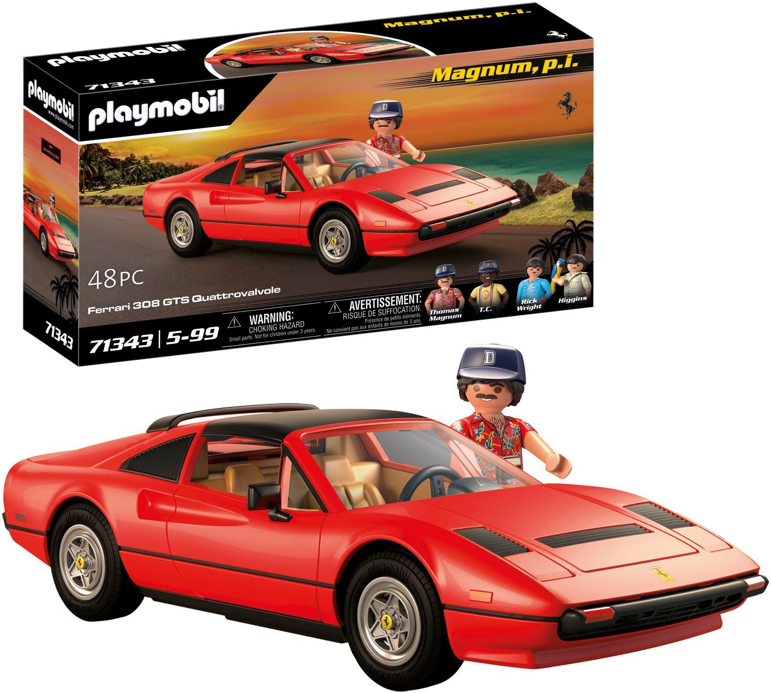 Playmobil® Konstruktions-Spielset Magnum, p.i. Ferrari 308 GTS Quattrovalvole (71343), (48 St), Made in Germany