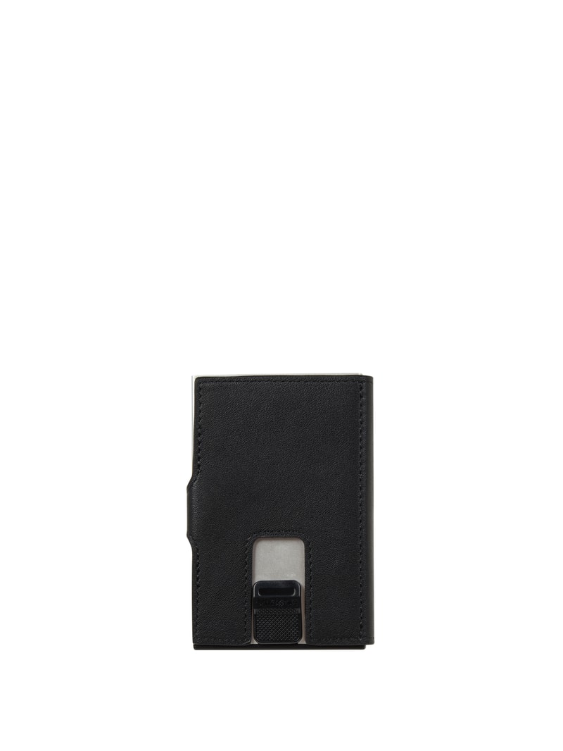 Kartenetui aus Leder Modell 'Alu Fit' in schwarz