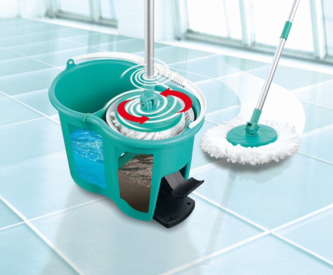 CLEANmaxx Wischmopp Antibakteriell Bodenwischer, Power Wischmopp Zwei-Kammersystem türkis