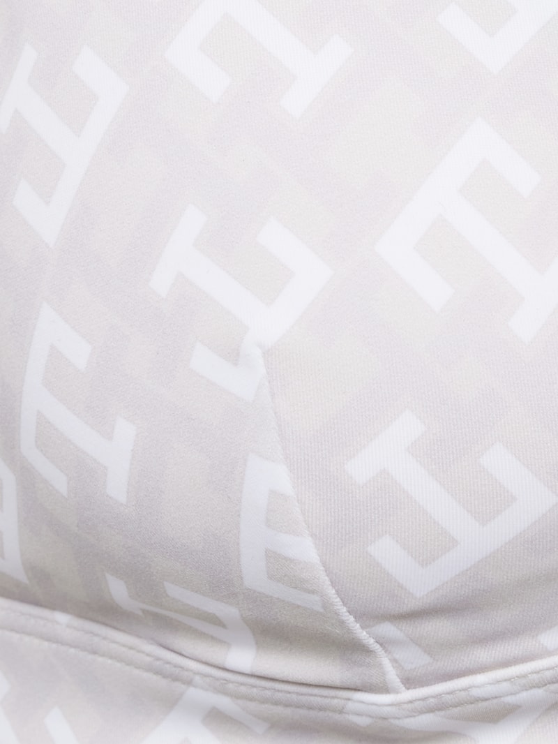 Bikini-Oberteil mit Logo-Muster in offwhite meliert