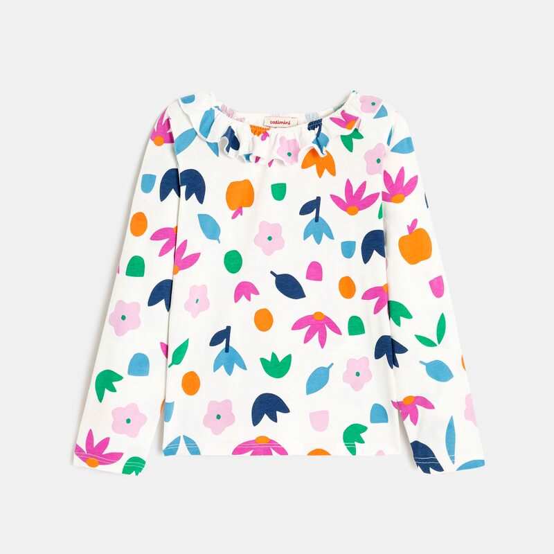 T-shirt bébé fille coton fleuri blanc Catimini