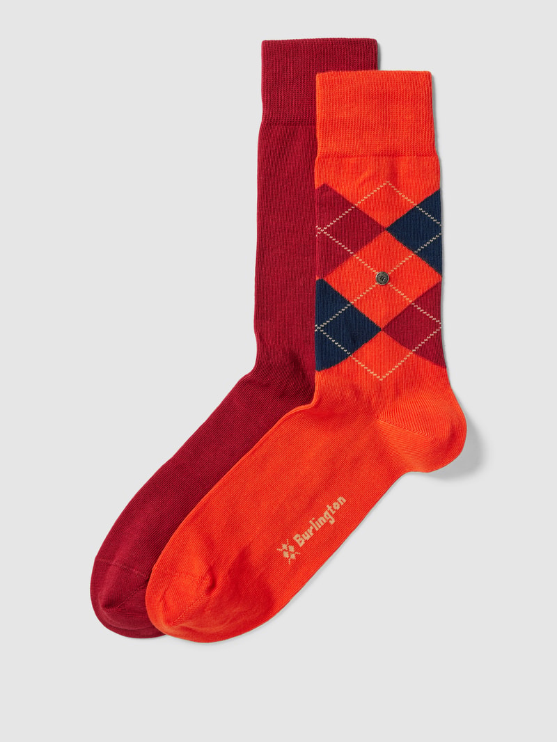 Socken mit Label-Applikation im 2er-Pack in rostrot