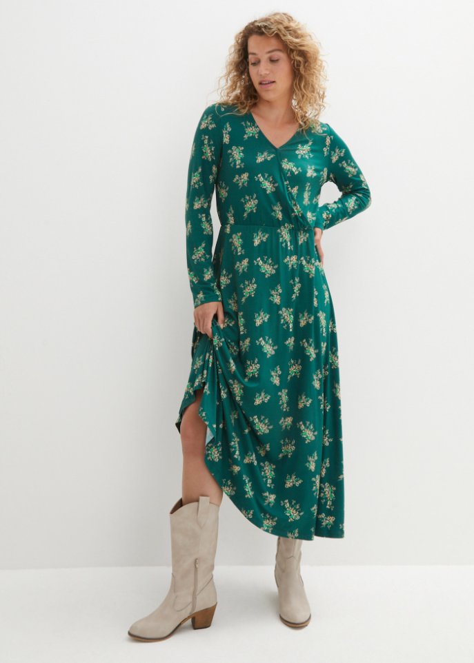 Bedrucktes Maxikleid, langarm