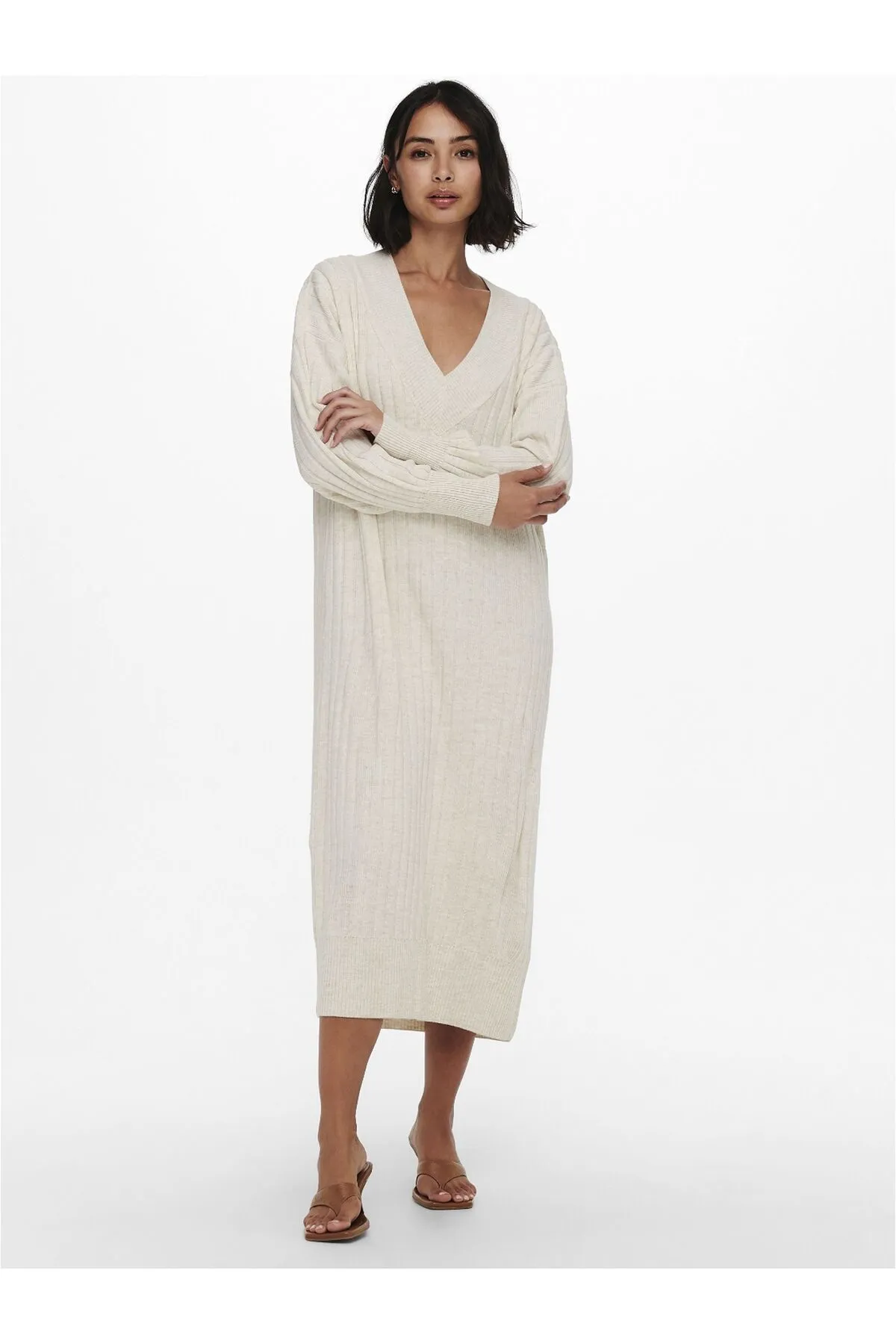 Only  Strickkleid ONLNEW TESSA L/S MIDI V DRESS KNT NOOS