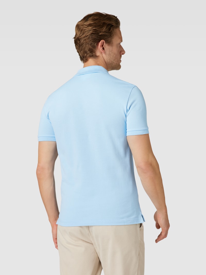 Poloshirt mit Logo-Stitching in hellblau