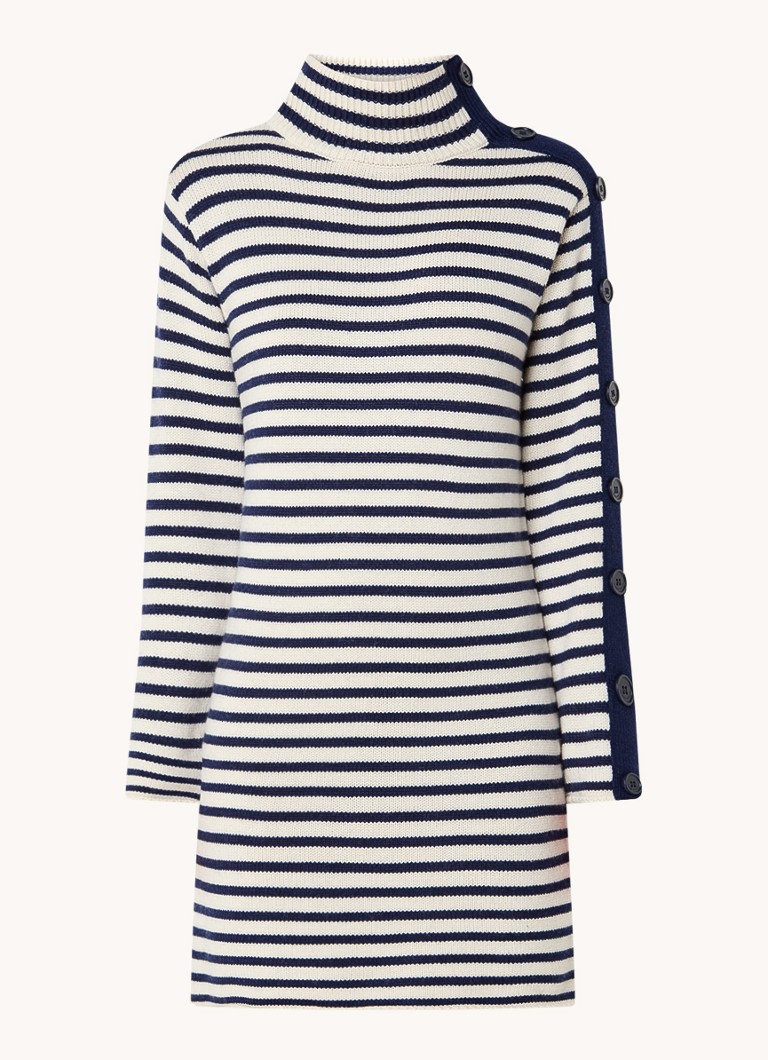 Claudie Pierlot Chunky knit midi dress in wool blend with stripe print and button detail