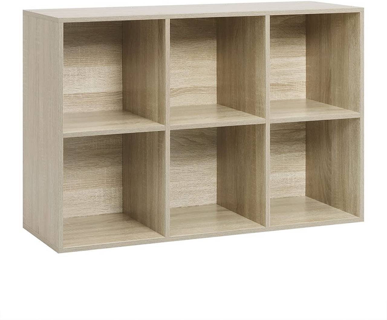 Woltu Bücherregal, 1-tlg., Würfelregal 6 Fächer aus MDF 60x30x89 cm Eiche