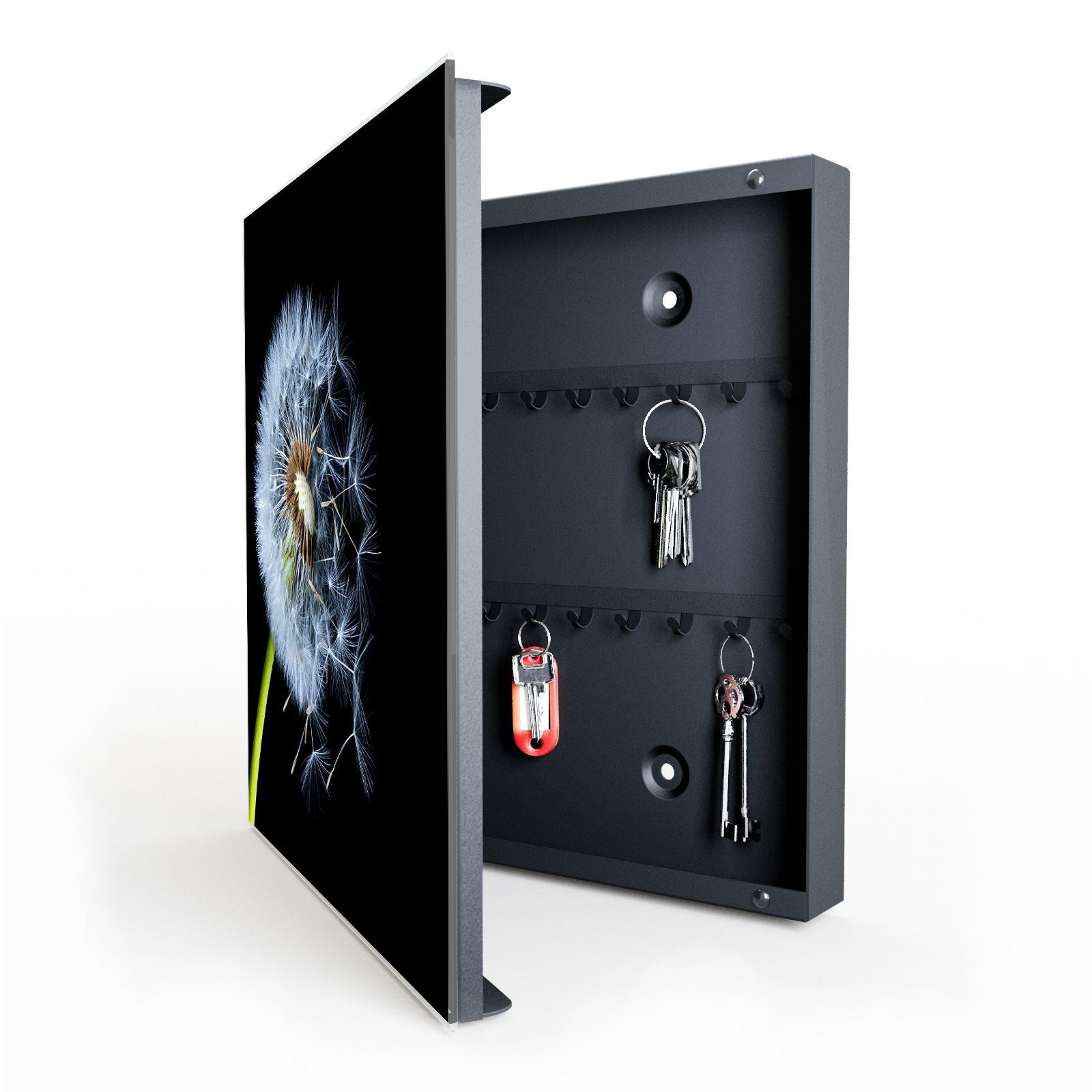 Primedeco Schlüsselkasten Magnetpinnwand mit Glasfront Löwenzahn dunkel (1 St)