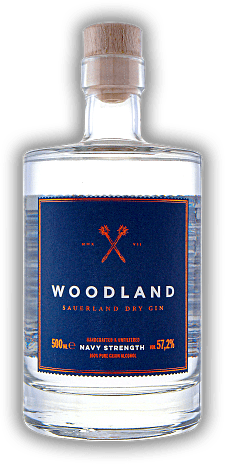 Woodland Sauerland Dry Gin Navy Strength Woodland Sauerland Dry Gin Navy Strength Die Essenz des Woodland Sauerland Dry Gin. 0,5	 Liter - Vol 57,2%