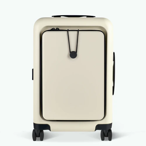 JFK 4-wheel hard-shell suitcase, plain beige pouch