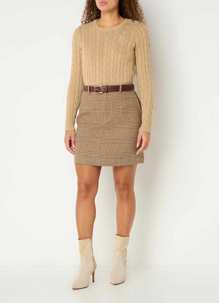 Pulover Ralph Lauren tricotat cu împletitură, cu logo brodat și nasturi decorativi.