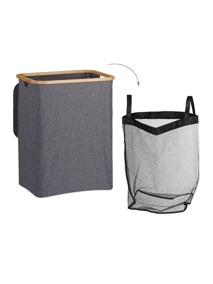 relaxdays Wäschekorb in Grau/ Natur - 130 l günstig kaufen onesize