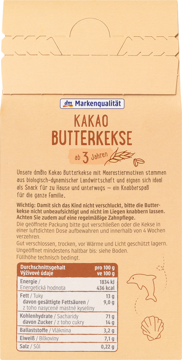 Kindersnack Kakao Butterkeks Dinkel, ab 3 Jahren, demeter, 125 g