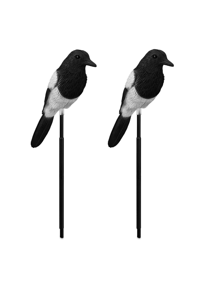 relaxdays 2 x Gartenfigur Vogel in Schwarz/ Weiß günstig kaufen onesize