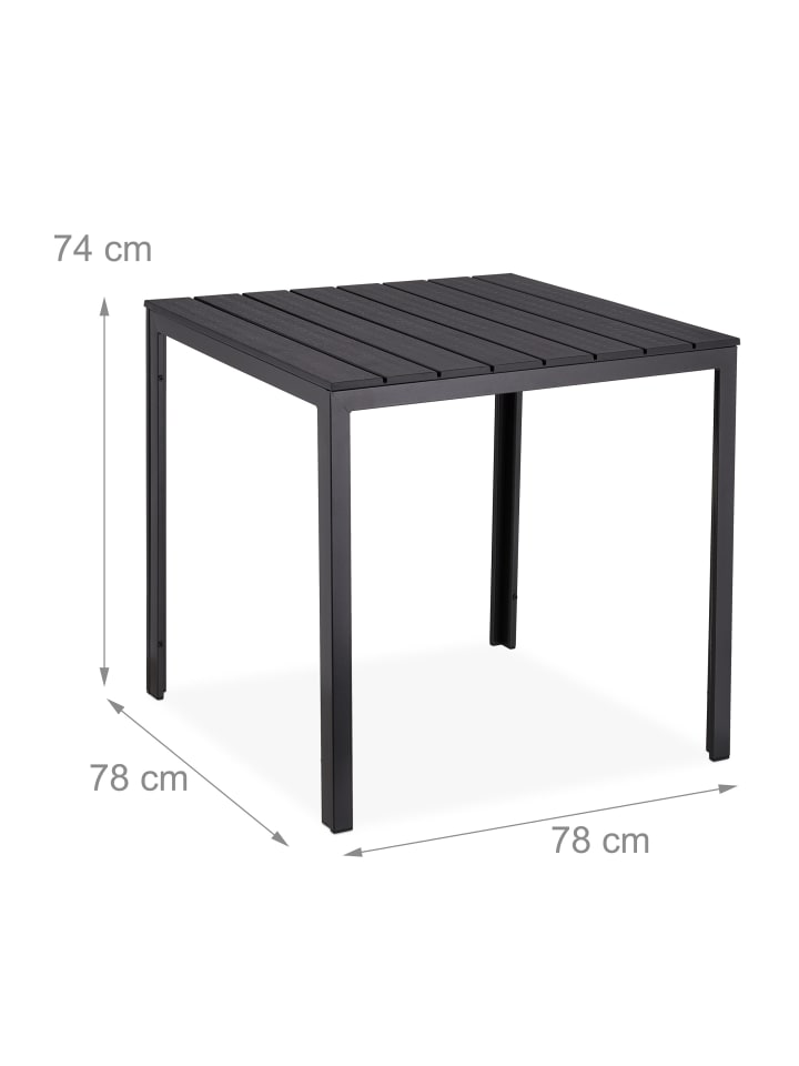 relaxdays Gartentisch in Schwarz - (B)78 x (H)74 x (T)78 cm günstig kaufen onesize