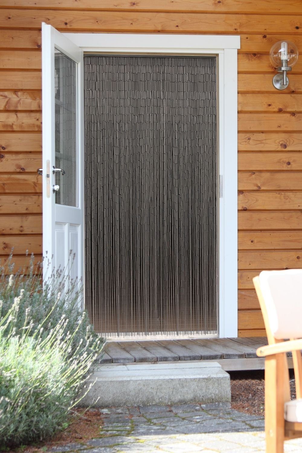 CONACORD Insektenschutz-Vorhang Conacord Decona Taupe Dekovorhang grau, 90 x 200 cm, Bambus - blickdicht dank hoher Stranganzahl