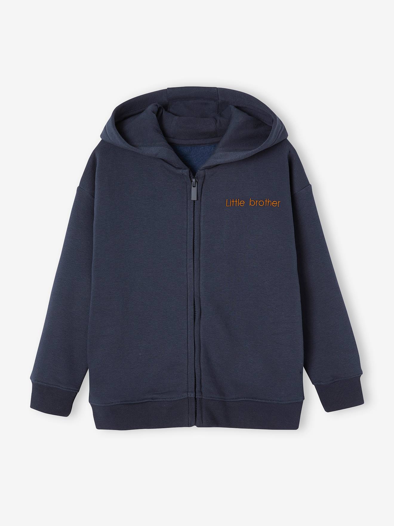 Sweat zippé à capuche garçon personnalisable bleu nuit