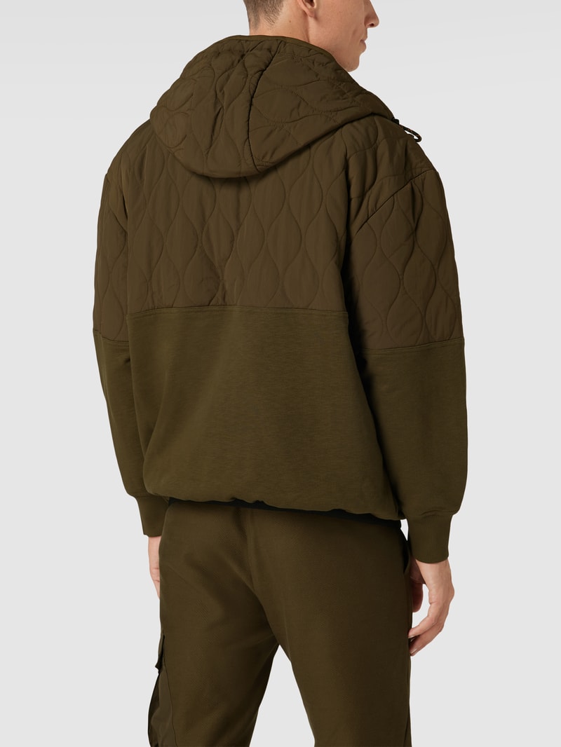 Parka mit Label-Print Modell 'Zequilt' in olivgrün
