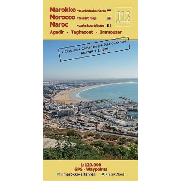 J12: Agadir - Taghazout - Imouzzer 1:120.000 GPS - Waypoints - Straßenkarte