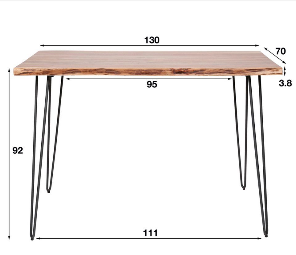 LEVEN Lifestyle Bartisch Stehtisch NEDE Industrial 130 x 70 mit Baumkante Akazie