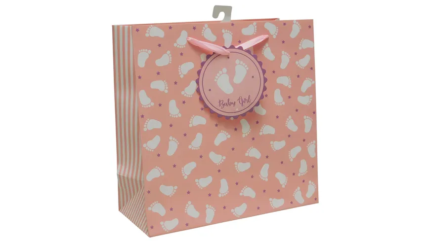Geschenktasche Babyfüßchen pink