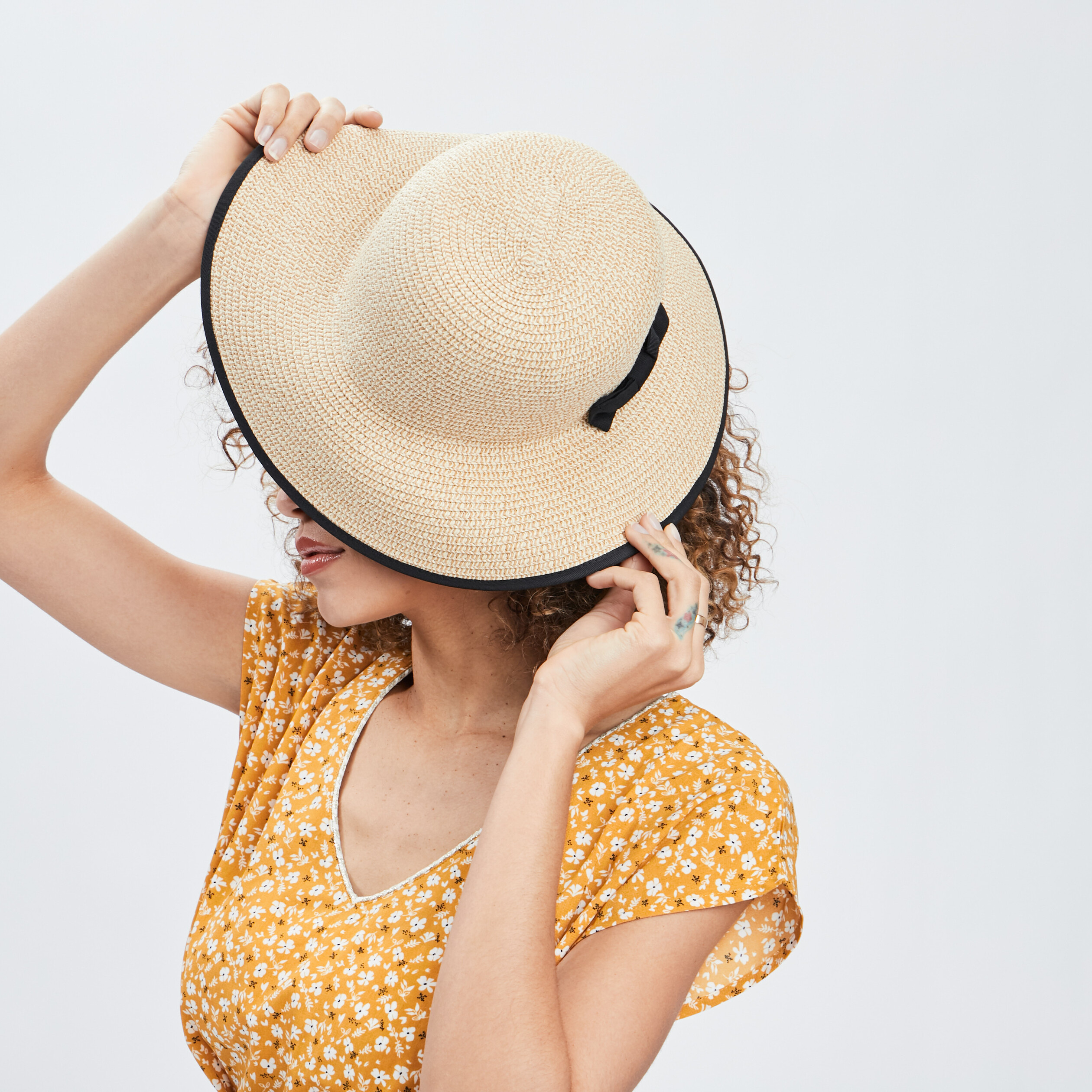Chapeau en paille noir femme | La Halle