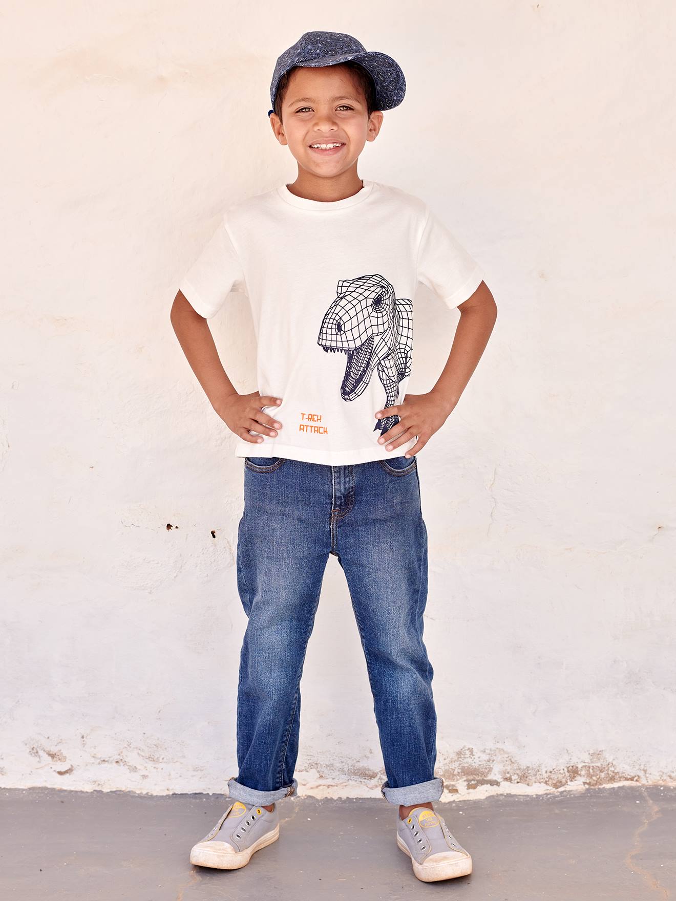 Vertbaudet Jungen T-Shirt, 3D-Print - wollweiß