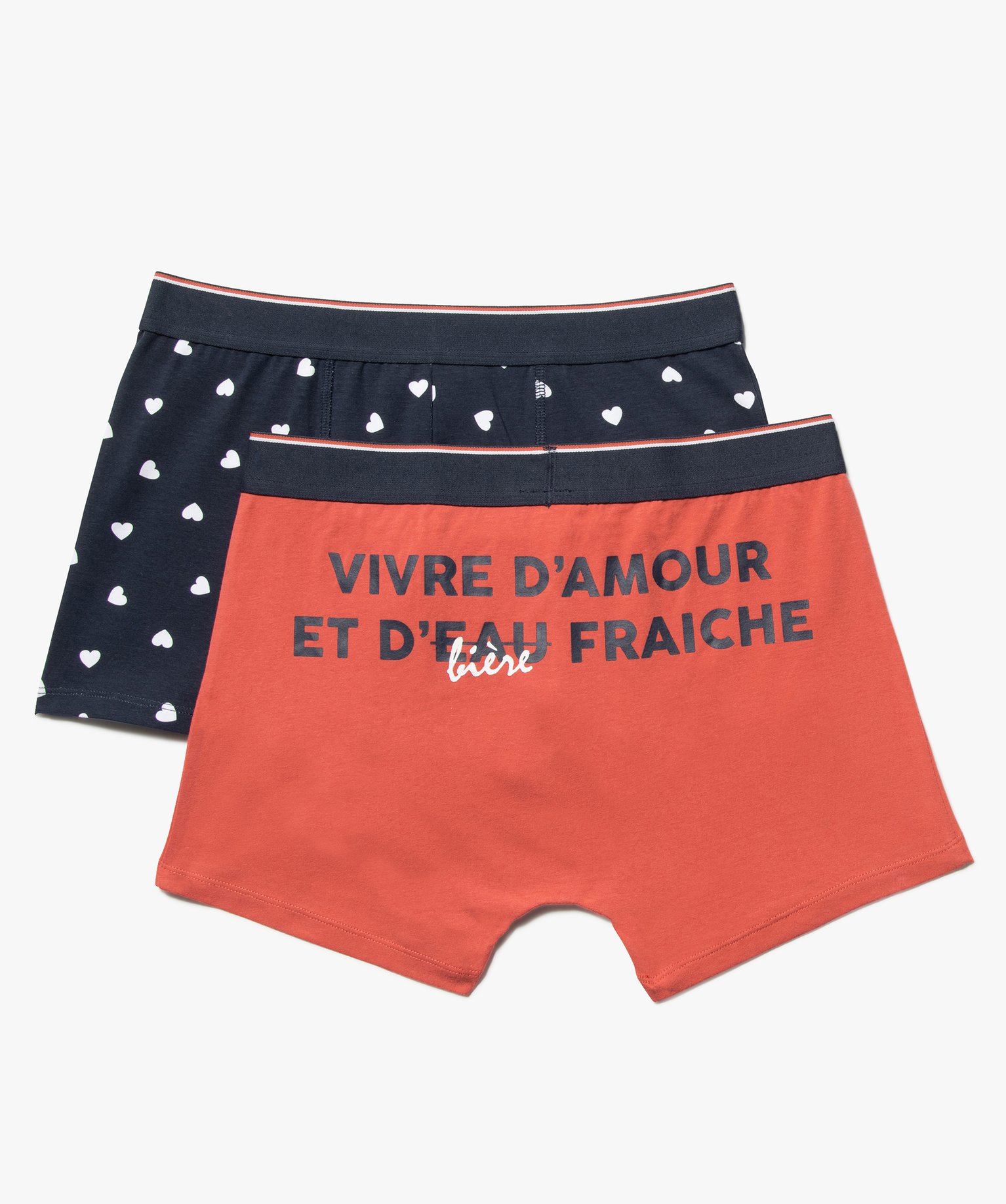 Boxer homme avec motifs curs et inscription (lot de 2) multicolore | GEMO
