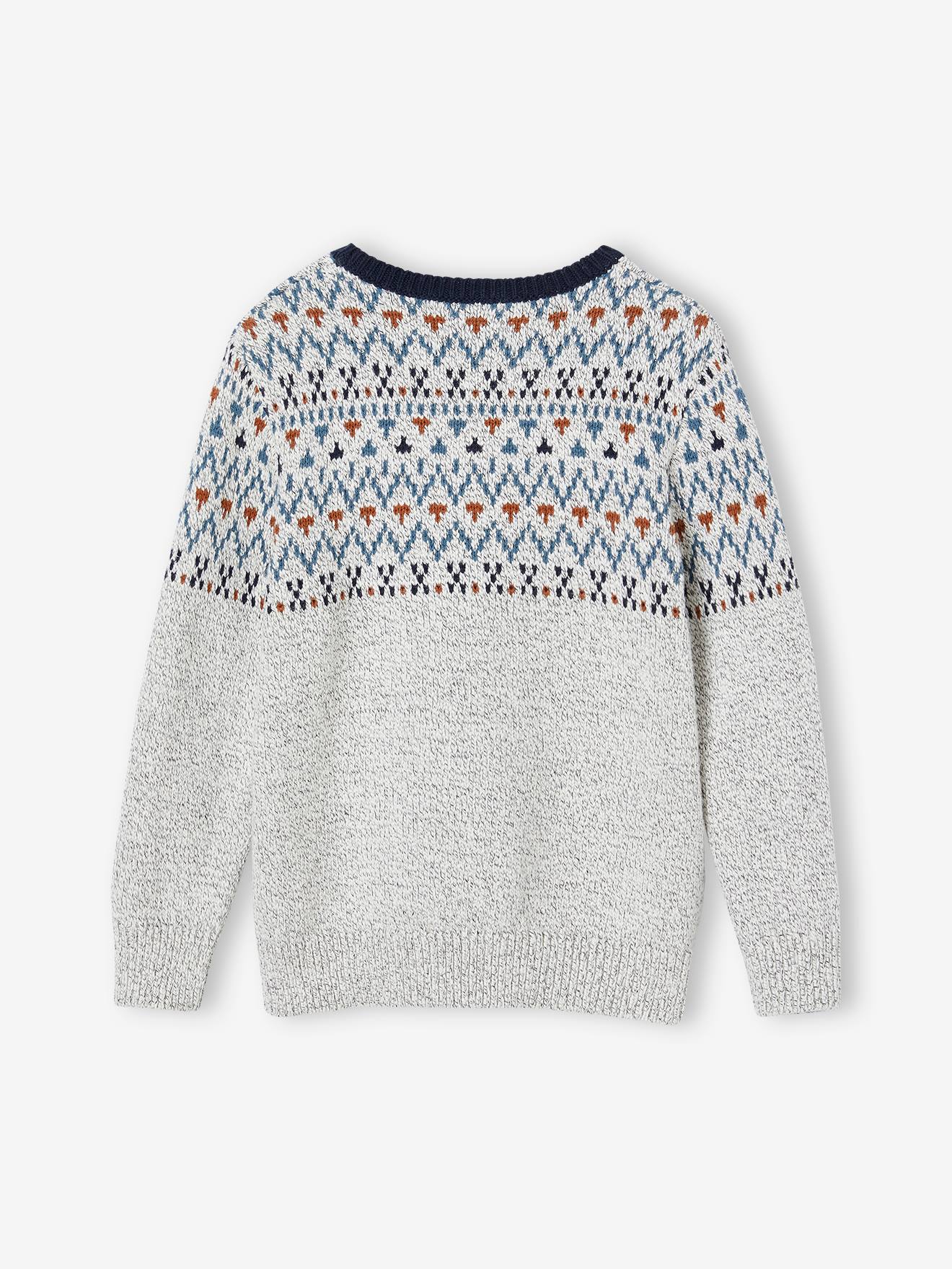 Vertbaudet Jungen Jacquard-Pullover - beige meliert