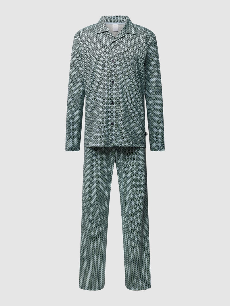 Pyjama mit Allover-Muster in dunkelgrün