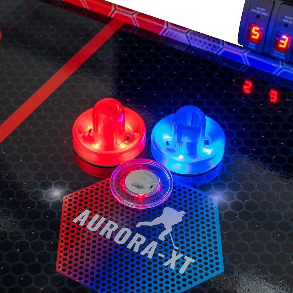 Carromco Air-Hockeytisch Aurora-XT, (1-tlg), mit LED Lichteffekten, beleuchtete Pusher