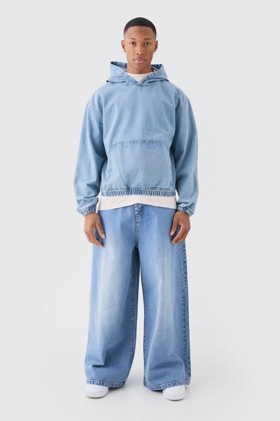 Kastiger Denim-Hoodie