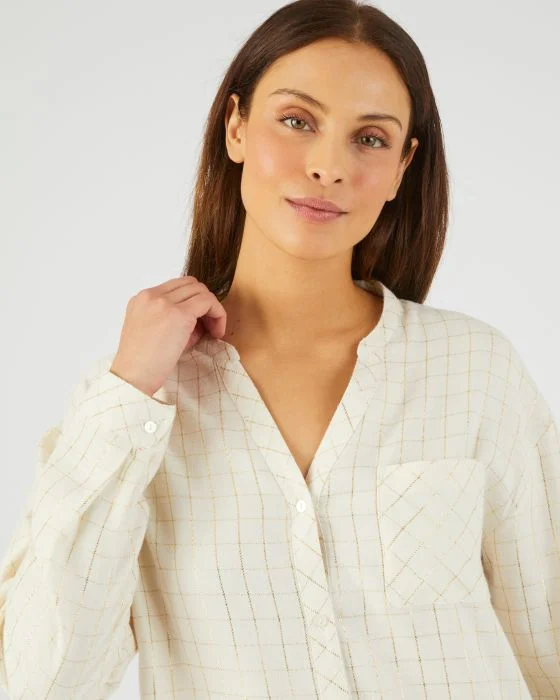 Robe détente boutonnée à carreaux fluide